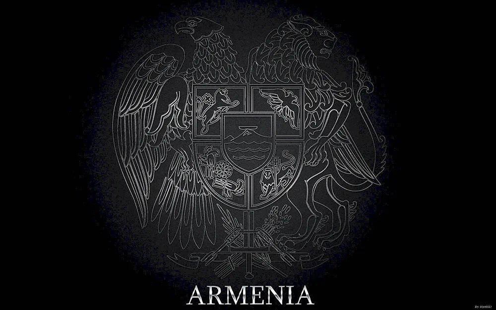 Armenian emblem on black background