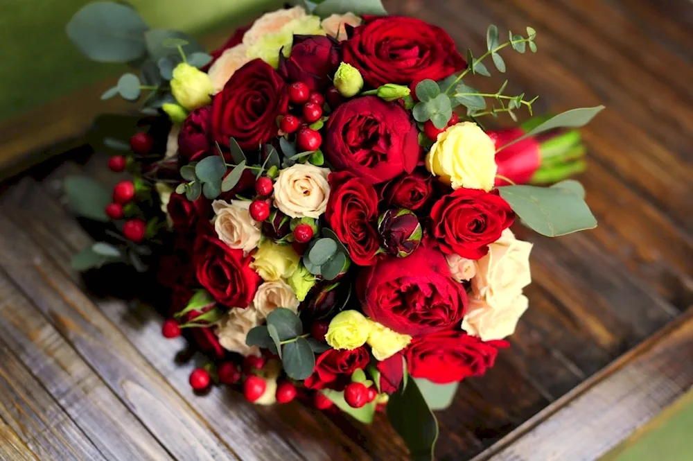 Hypericum in a wedding bouquet