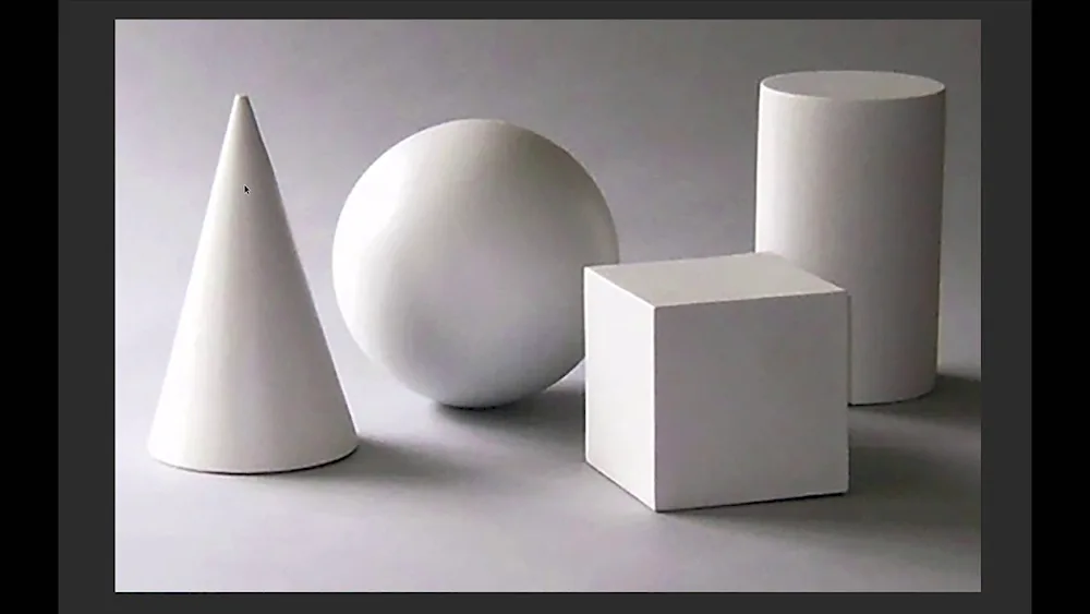 Grysaille still life of geometric bodies