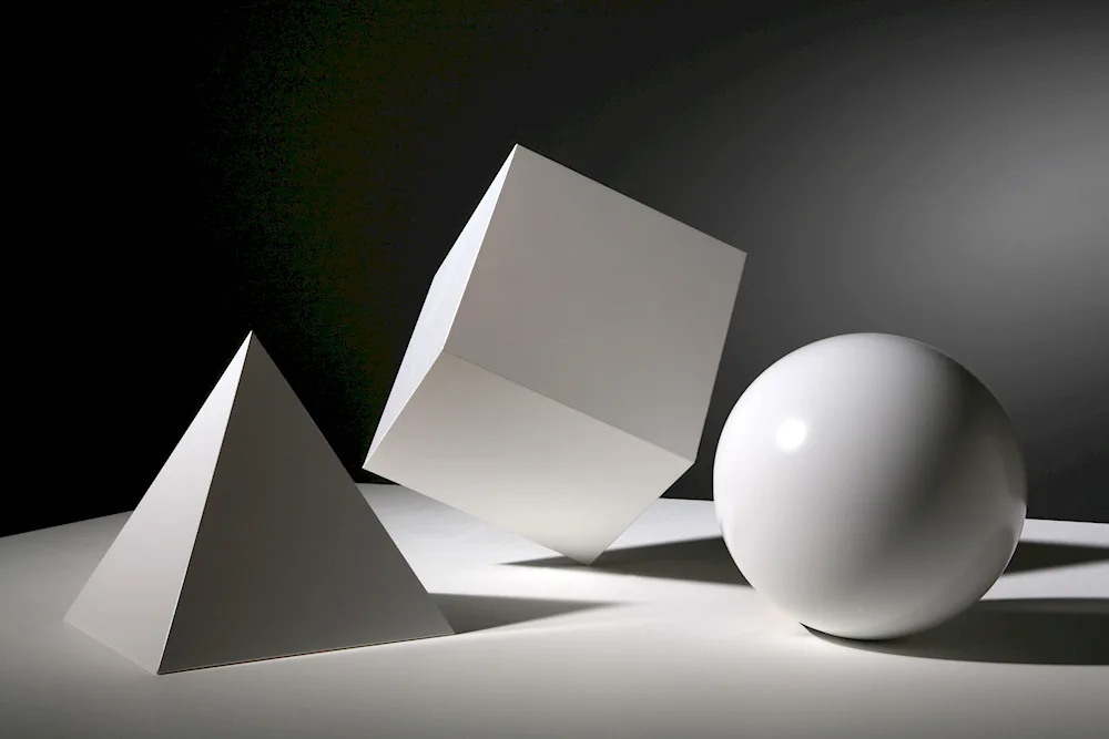 Painting geometric bodies Prism pyramid cube.