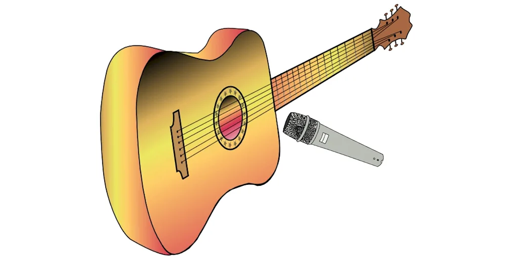 Guitar drawing in hand pencil drawing