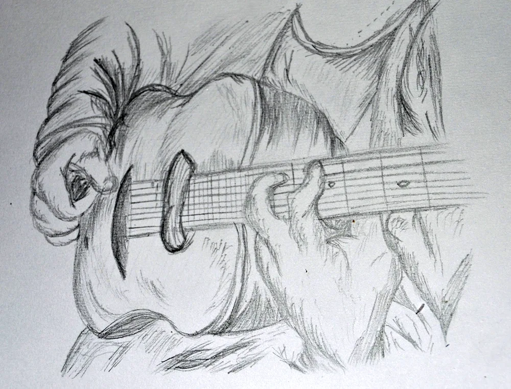 Guitar pencil drawing