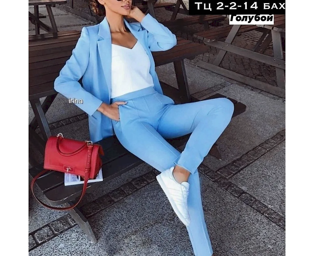 Blue trouser suit