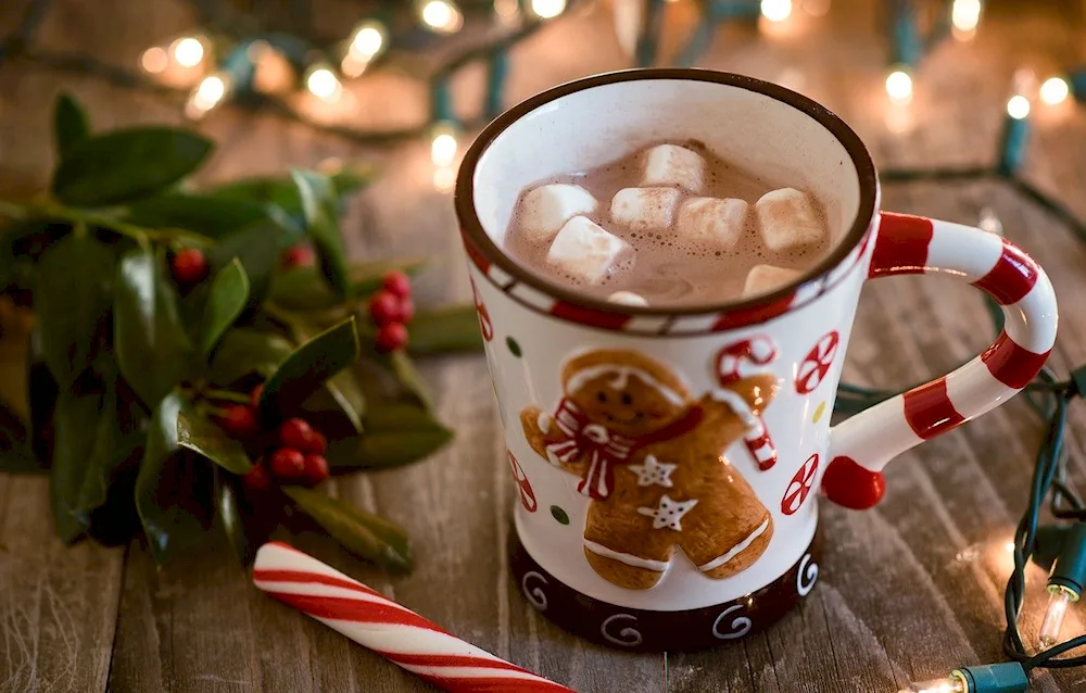 Hot chocolate with marshmallow new year