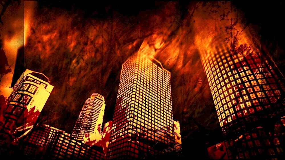 Burning city