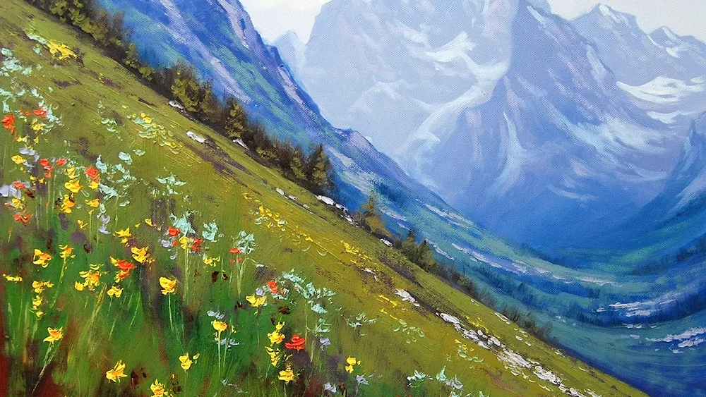 Mountain landscape oil painting by Andrei Belchev
