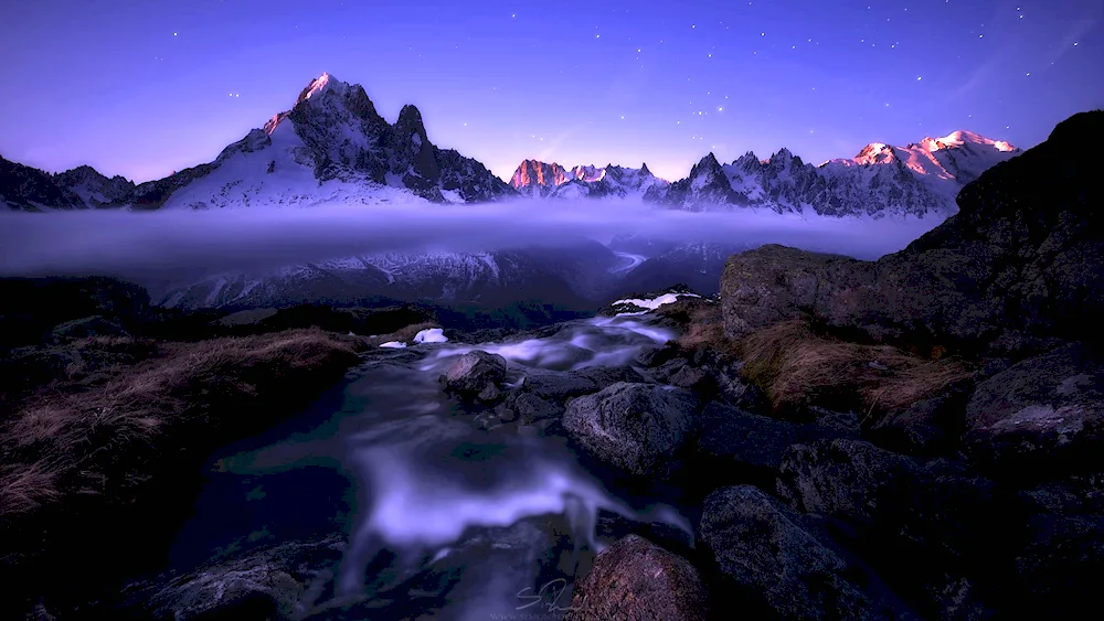 Mountains at night