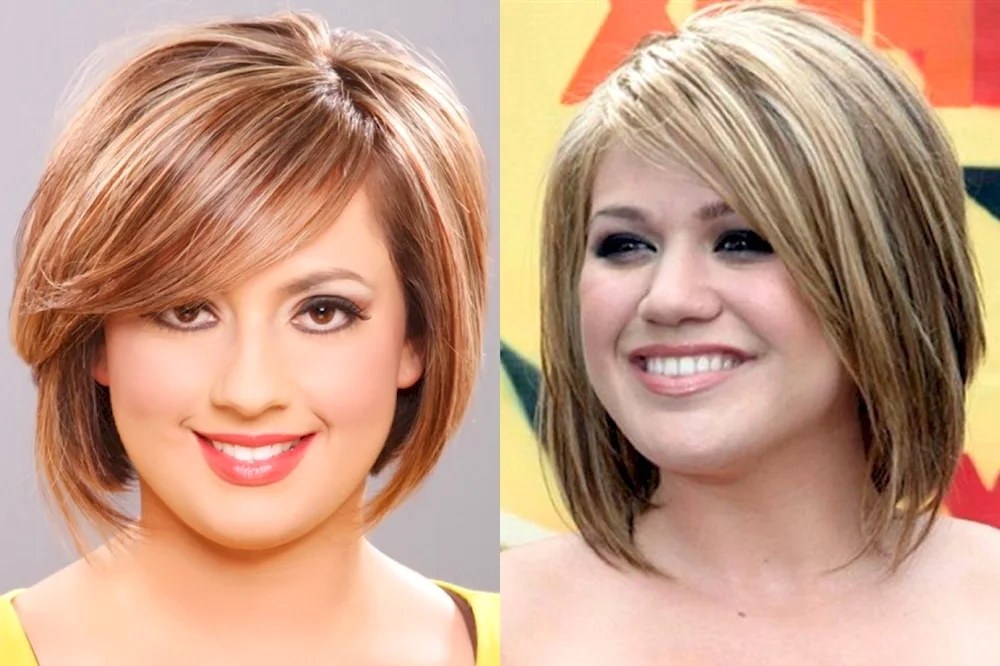 Graduated bob with fringes for round face