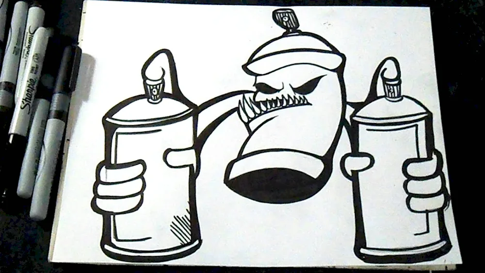 Graffiti spray can drawings