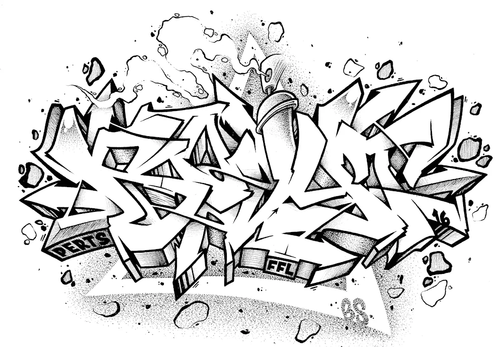 Graffiti pencil drawings