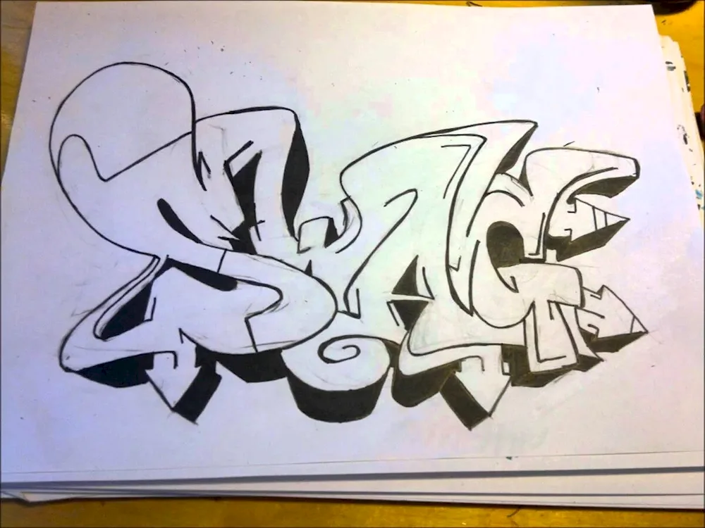 Graffiti pencil drawings