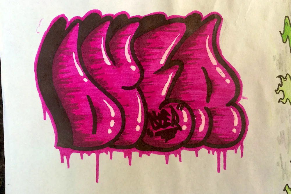Graffiti pencil drawings