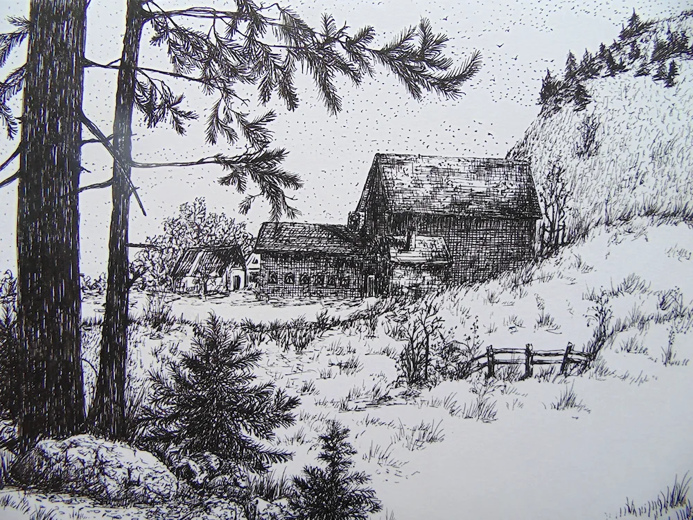 Graphic Landscape with Pen