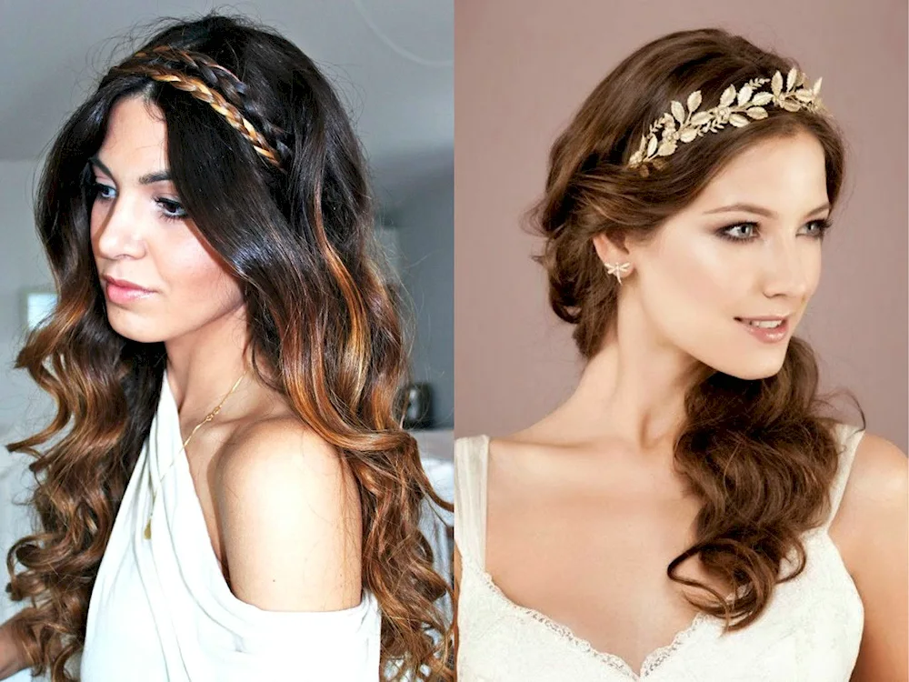 Greek hairstyle with curls