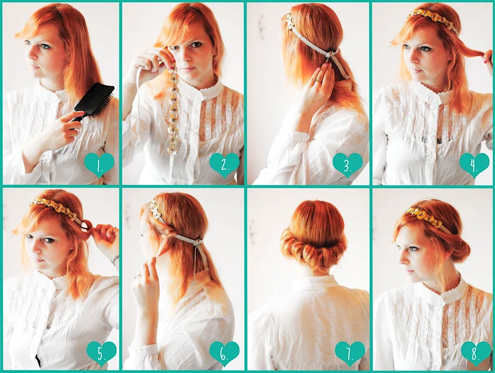 Greek hairstyle with bandage for medium hair