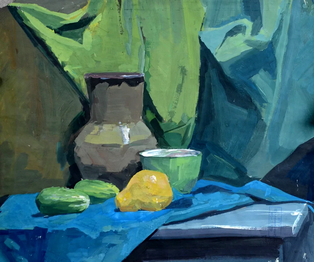 Academic painting gouache still life