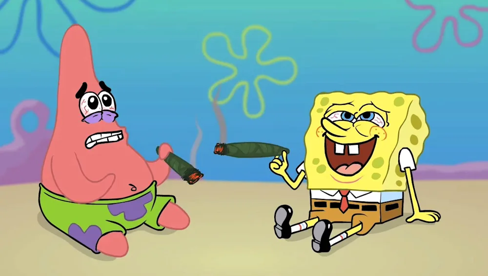SpongeBob and Patrick in the cartoon