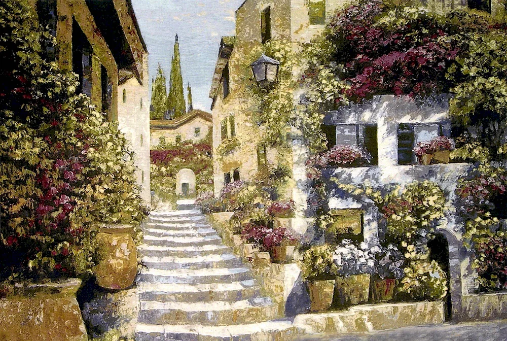 Italian street with arches Borelli Guido