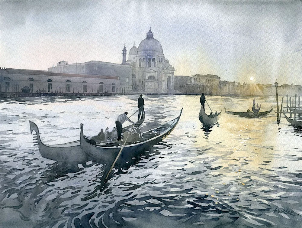 Aquarelle grisaille Andriyaka