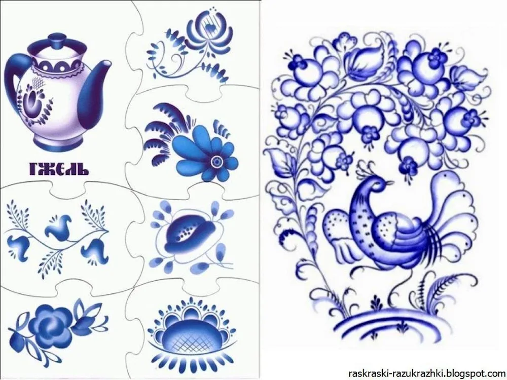 Gzhel ornament painting