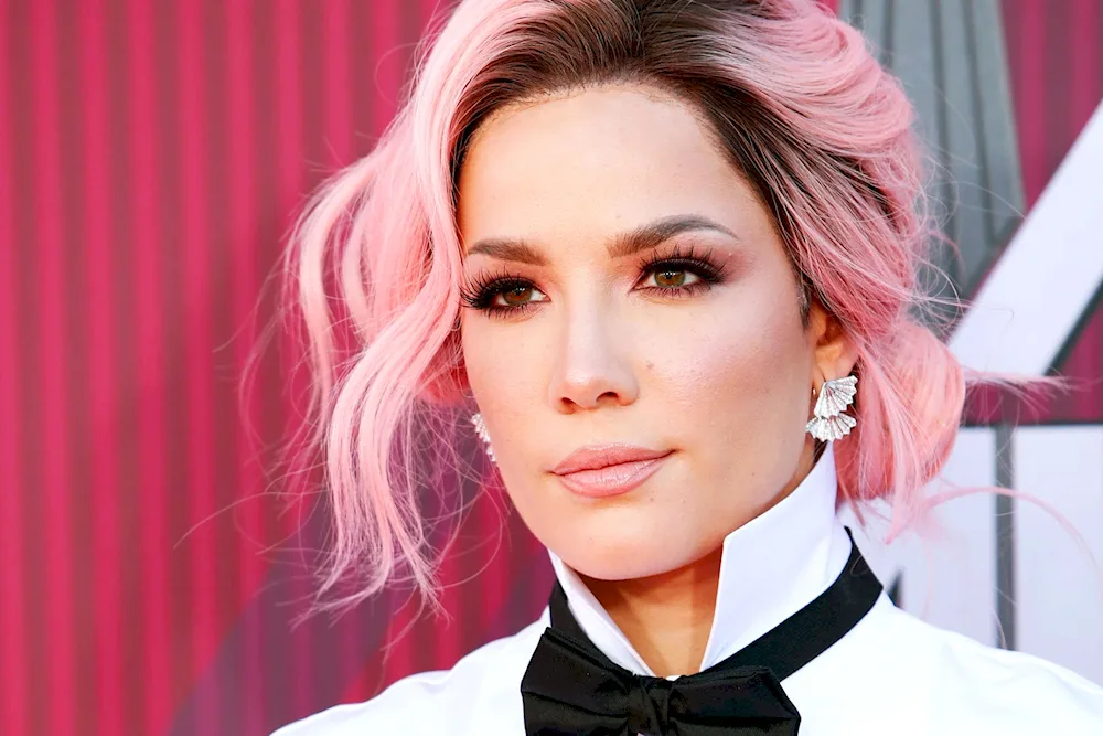 Blonde with pink strands