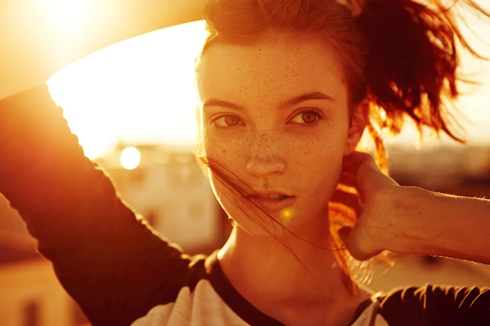 A freckled girl with freckles