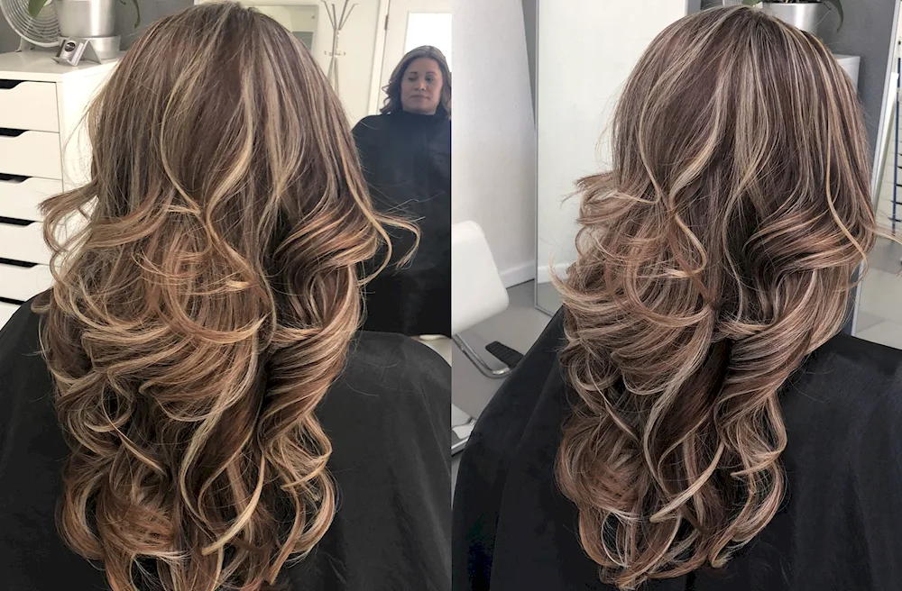 Dark hair colour with light strands