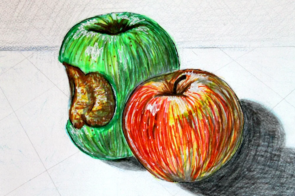 Apple with felt pens