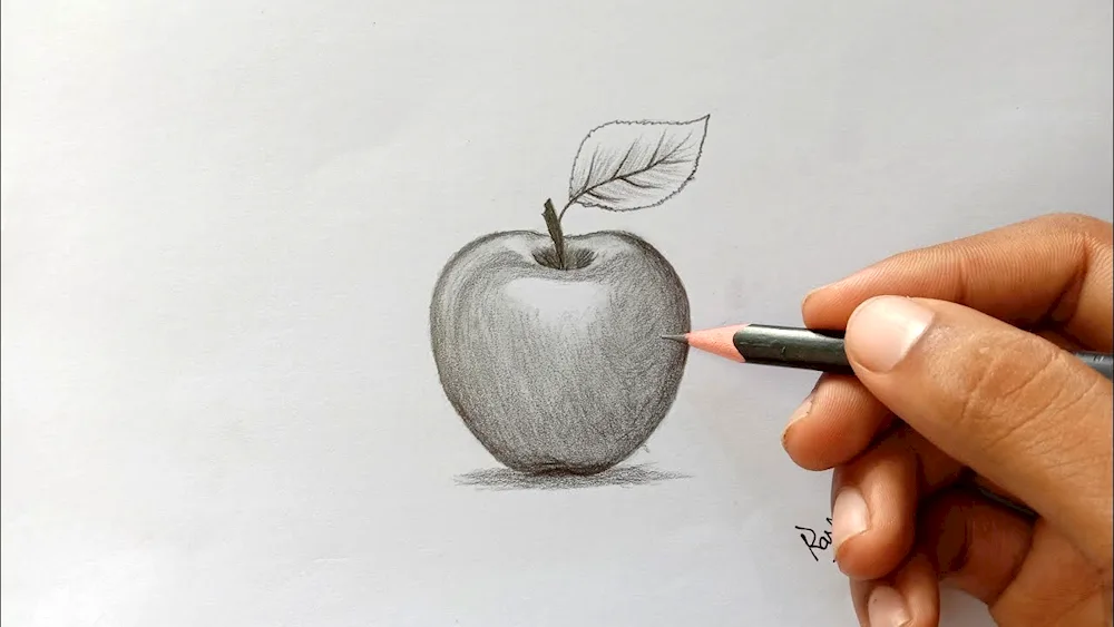 Apple with pencil