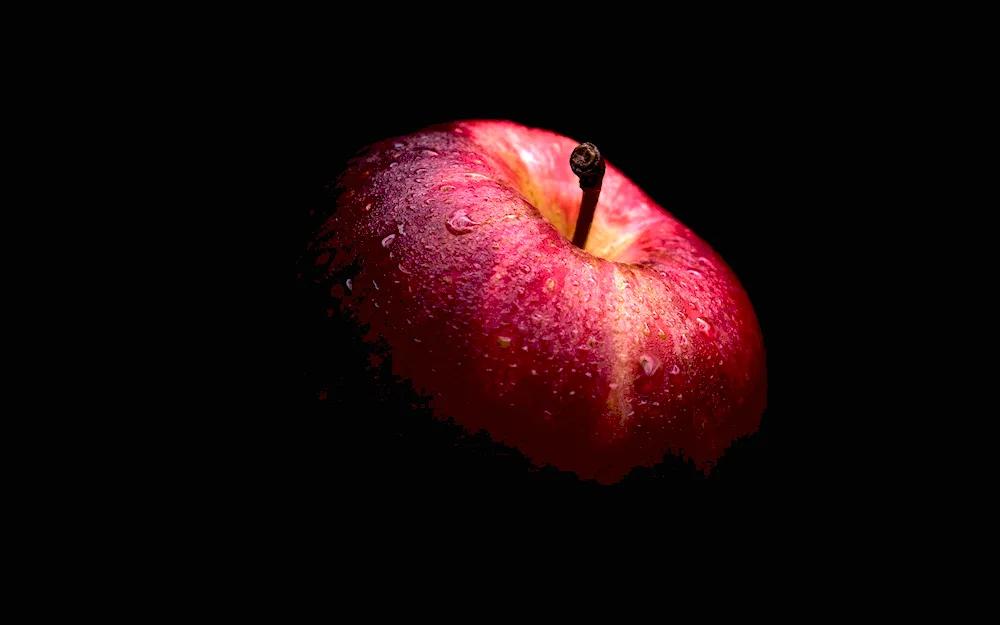 Apple on black background