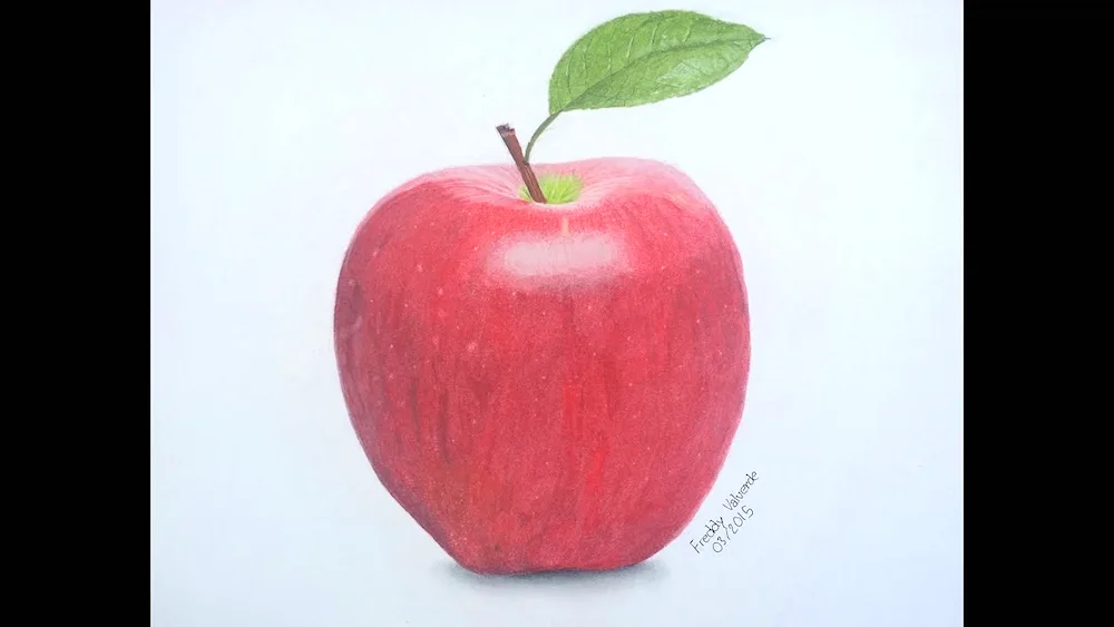 Apple with coloured pencils