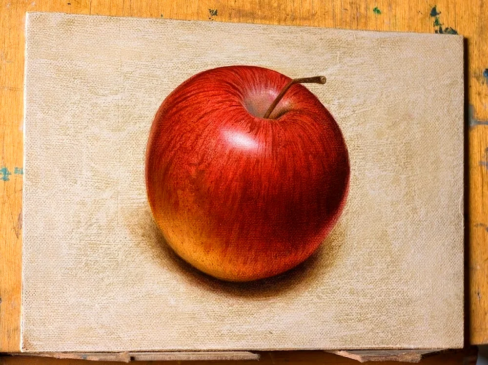 Apple with coloured pencils