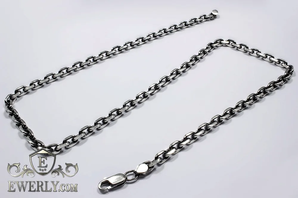 Anchor silver men's chain