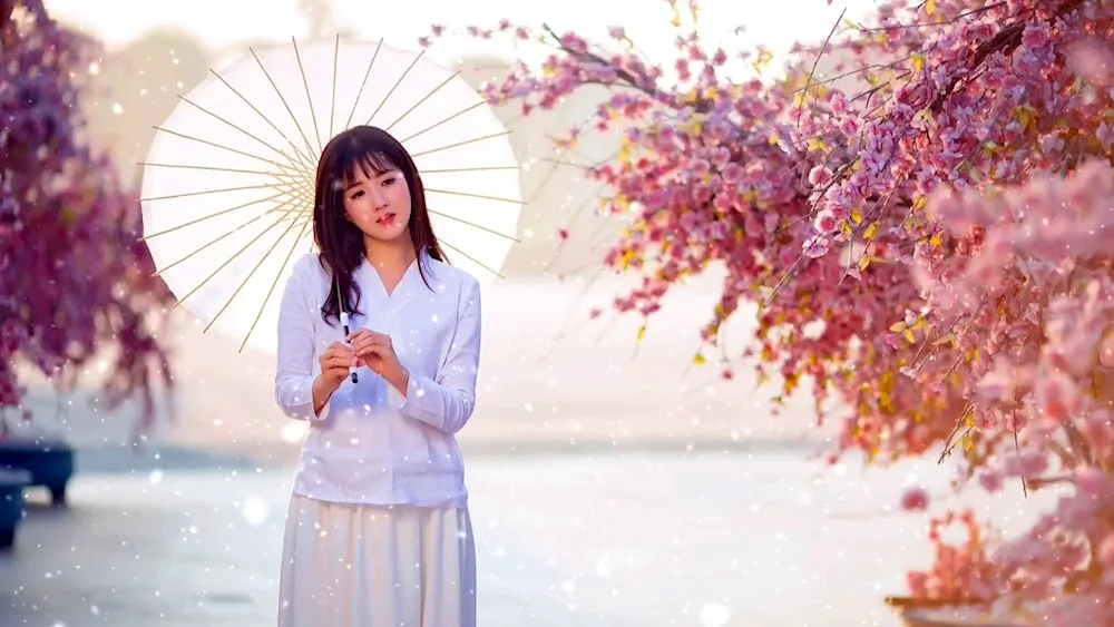 Japanese woman with an umbrella