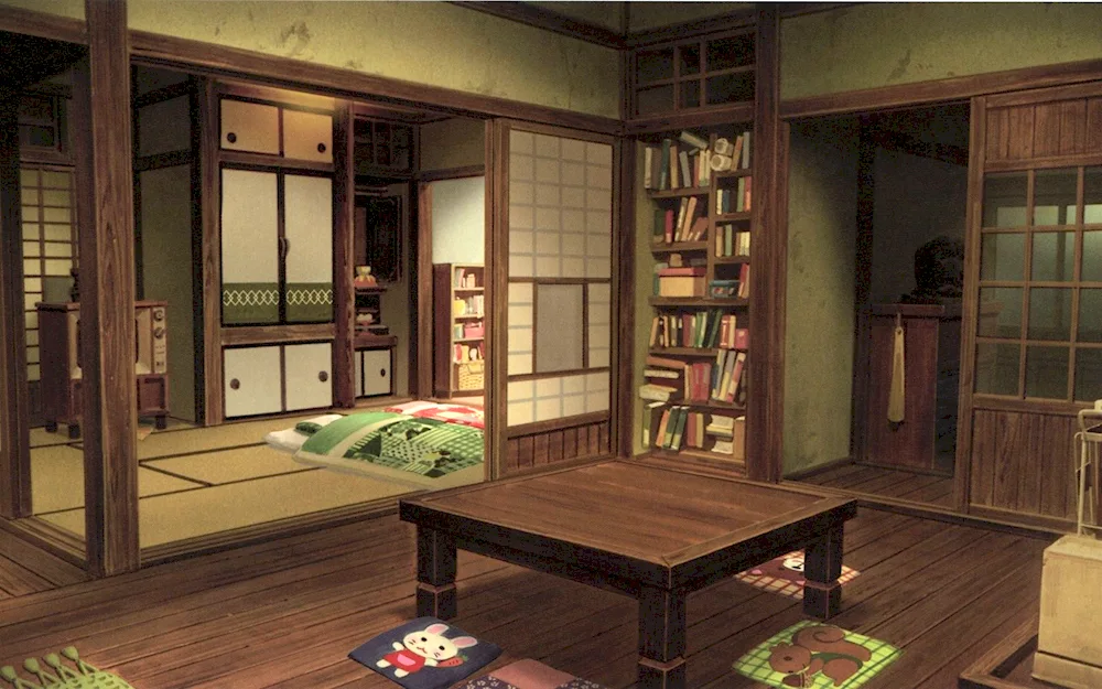 Japanese anime kotatsu room