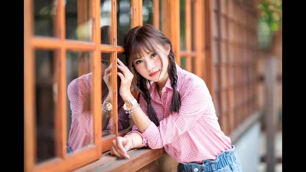 Japanese girls with pigtails