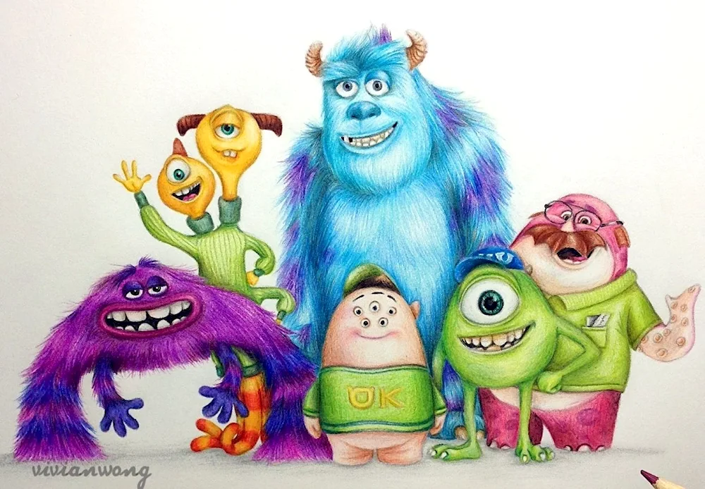 Bright cartoon characters