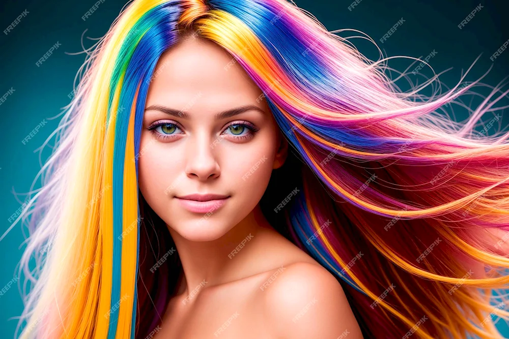 Hair styles with multicoloured strands