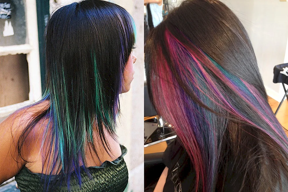 Hirstyles with multi-coloured hair