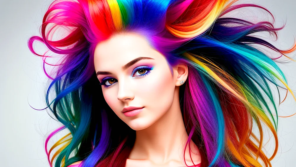 Bare young with colourful hair