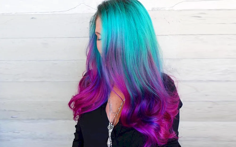 Coloured hairstyles with colourful strands