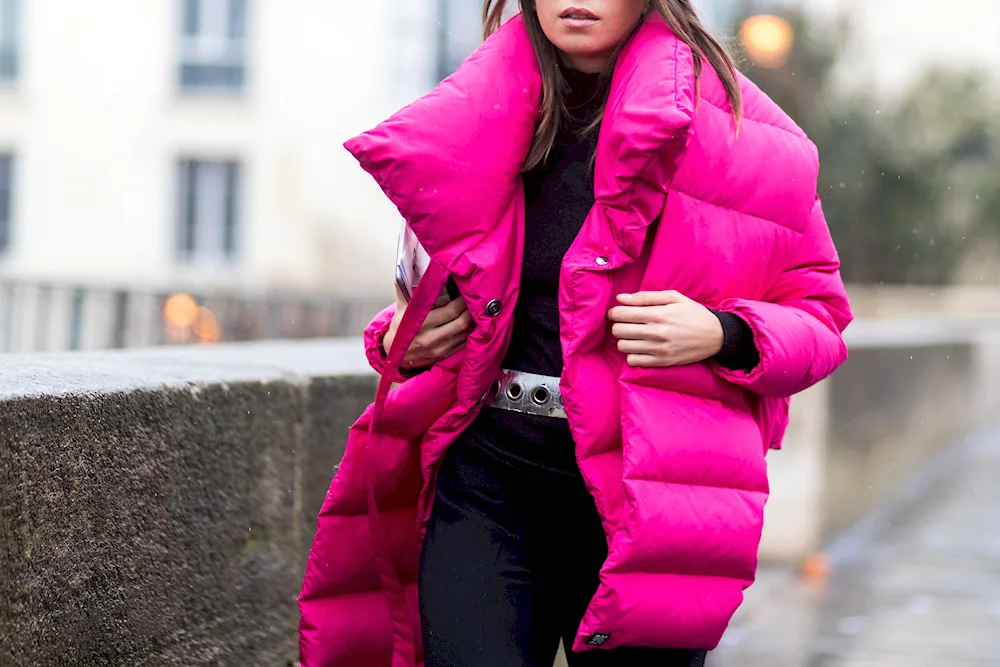 Dark pink down jacket