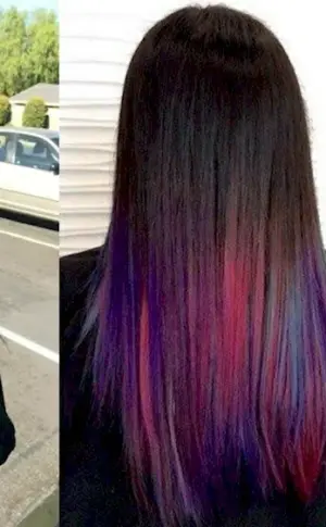 Bright colouring on dark hair