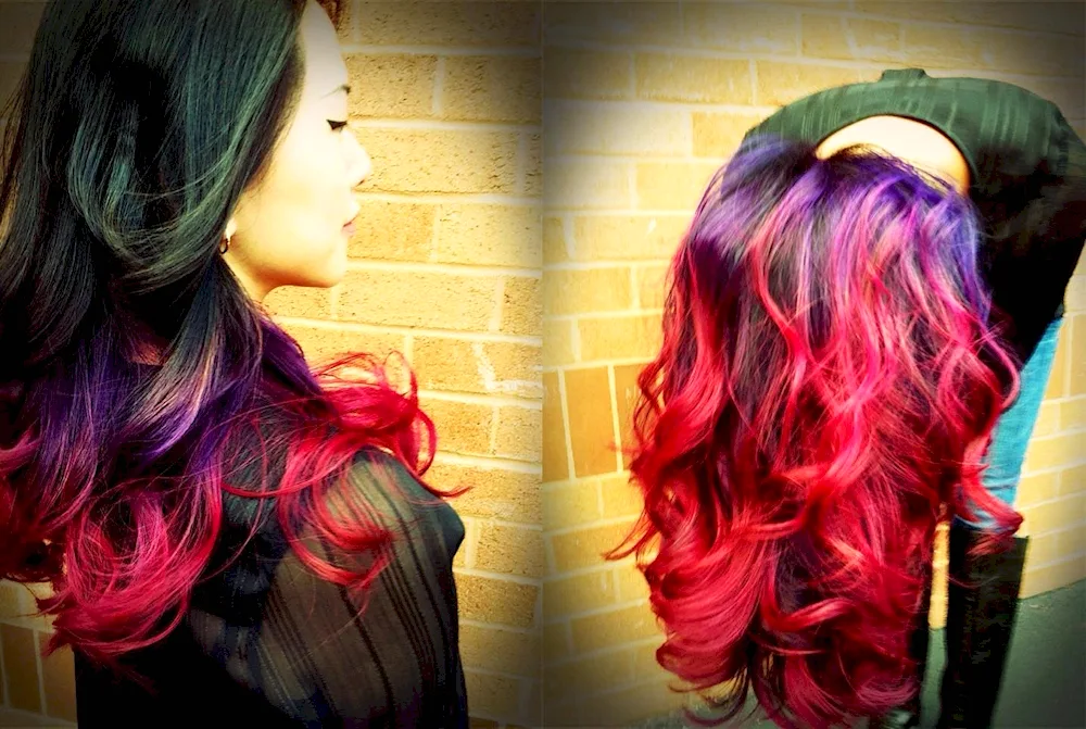 Burgundy colouring on dark hair