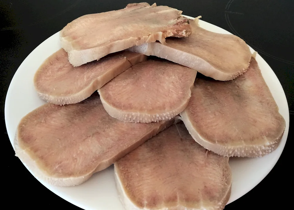 Cut beef tongue