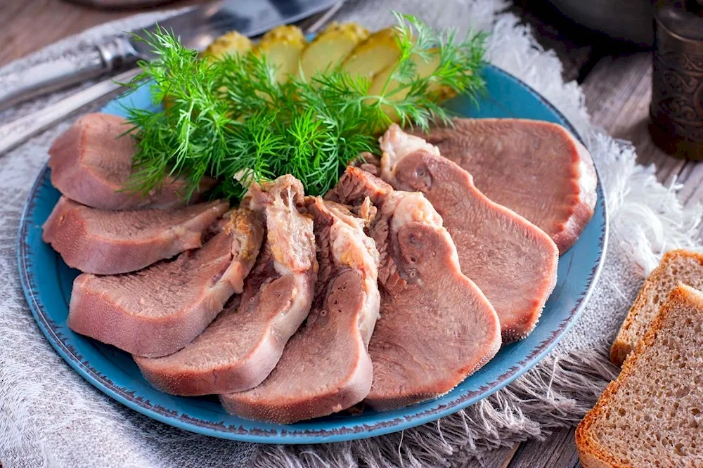 Boiled beef tongue