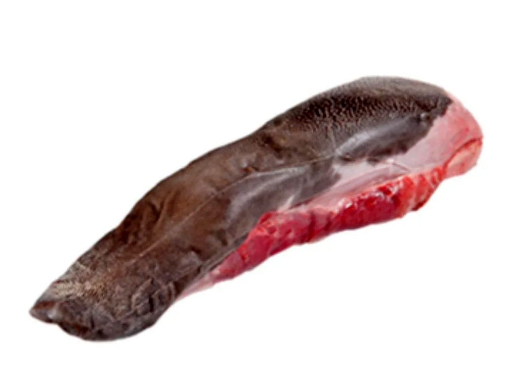 Boiled beef tongue on white background