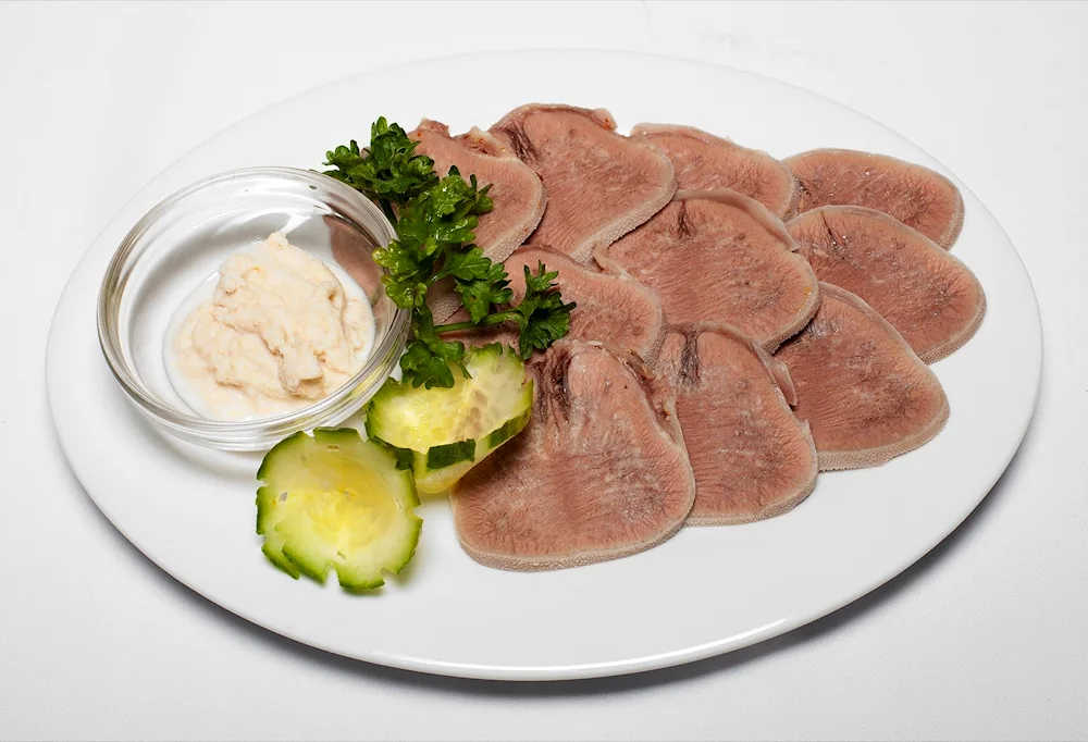 Boiled beef tongue with horseradish