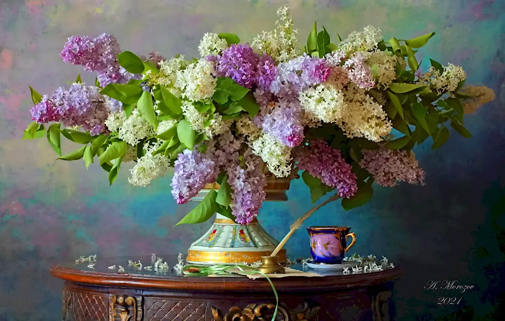 Ilya Repin still life bouquet of lilacs