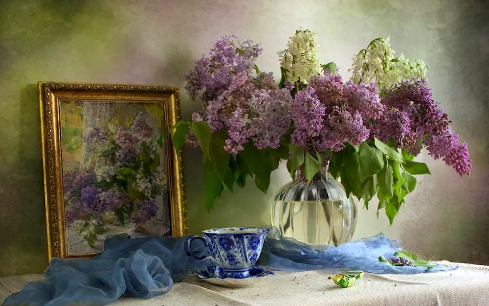 Ilya Repin still life bouquet of lilacs
